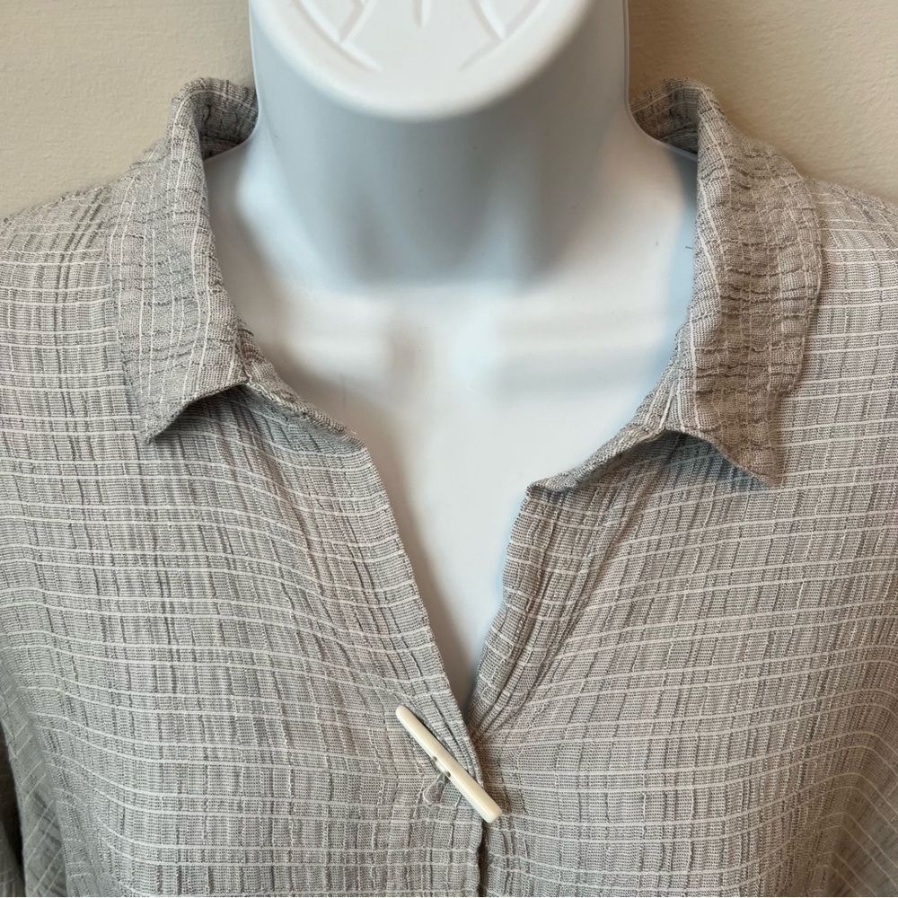 Habitat Clothes to Live In Crinkle Fabric Button Up Tunic Lagenlook Gray Sz S - Picture 5 of 9